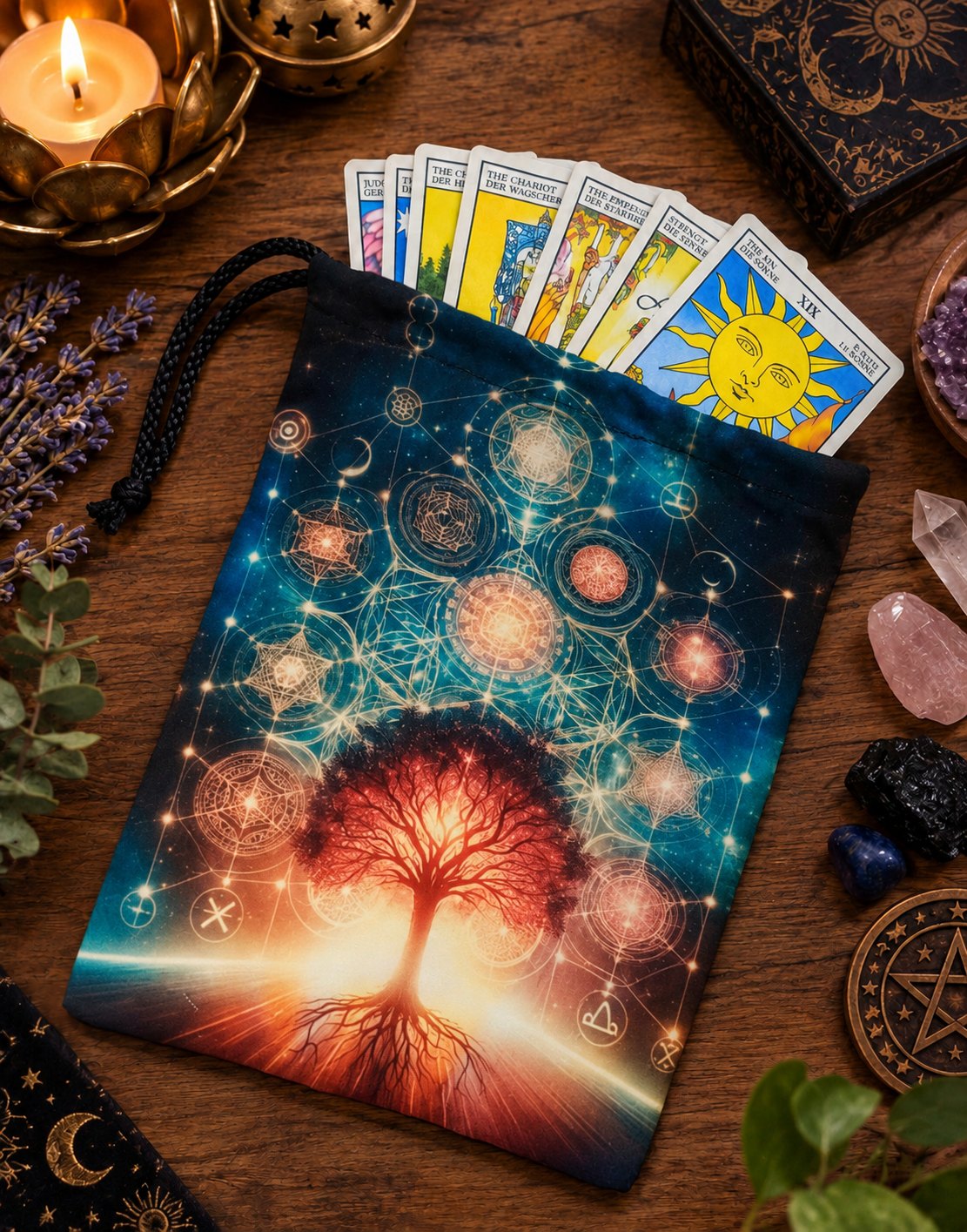 Bolsa porta mazo de tarot Árbol Renovación