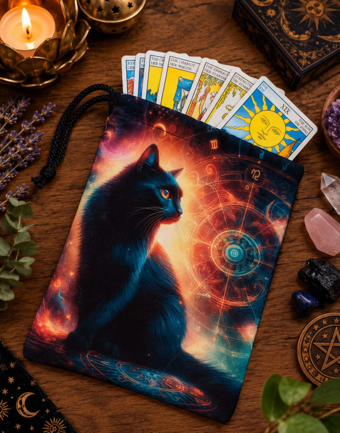Bolsa porta mazo de tarot Gato Astral