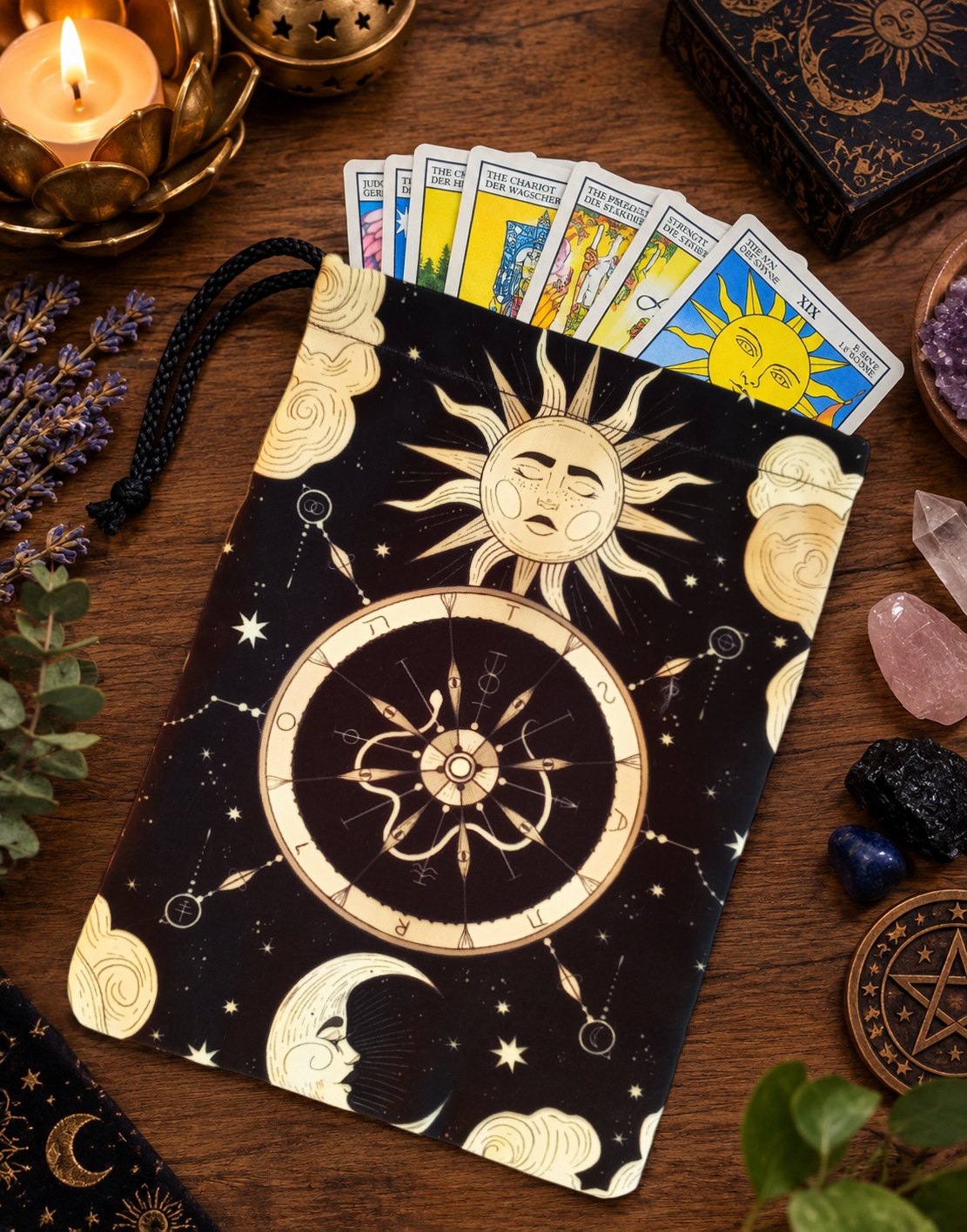 Bolsa porta mazo de tarot Rueda de la Fortuna